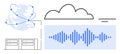 Cloud Computing and Global Data Visualization with Waveform ation Royalty Free Stock Photo