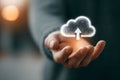 Cloud Computing Concept with Hand Gesturing Digital Technology for Business Solutions Generative AI Royalty Free Stock Photo