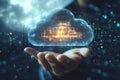 Cloud computing concept. Hand holding cloud. Royalty Free Stock Photo