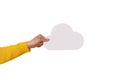 Cloud computing concept, hand holding cloud isolated on white background Royalty Free Stock Photo