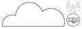 Cloud Computing Concept with Handshake and Teamwork Icon in Minimalist Black Line Style Royalty Free Stock Photo