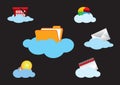 Cloud computing Concept Icon Set Isolated on Black Royalty Free Stock Photo