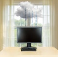 Cloud computing concept illustration with desktop PC Royalty Free Stock Photo