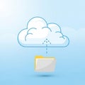 Features a yellow and gray folder icon below a stylized white cloud Royalty Free Stock Photo