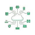 The center is a cloud icon surrounded by interconnected elements Royalty Free Stock Photo