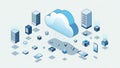 Illustration featuring a centralized cloud connected to various Royalty Free Stock Photo