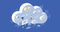 Cloud computing concept illustration featuring a large cloud with symbols of Royalty Free Stock Photo