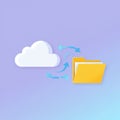 Cloud computing concept illustration on a gradient purple background. A white cloud Royalty Free Stock Photo