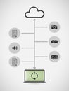 Simple cloud computing concept with round icons