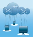 Cloud computing concept illustration like a marionette theatre Royalty Free Stock Photo