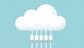 Cloud Computing Concept Illustration with Multiple USB Cables Connected to a White Cloud on Blue Royalty Free Stock Photo