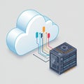 Cloud computing concept illustration showing a cloud symbol linked to a server. The Royalty Free Stock Photo