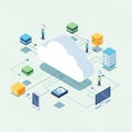 Cloud computing concept illustration showing a large central Royalty Free Stock Photo