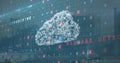 Cloud computing concept image over cityscape with binary code and numbers Royalty Free Stock Photo