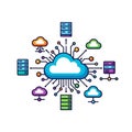 Cloud computing concept with interconnected servers and data storage Royalty Free Stock Photo