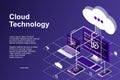 Cloud computing concept isometric vector illustration. Modern cloud technology Royalty Free Stock Photo