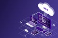 Cloud computing concept isometric vector illustration. Modern cloud technology Royalty Free Stock Photo