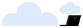 Cloud computing concept with laptop and blue clouds in minimal flat modern design Royalty Free Stock Photo