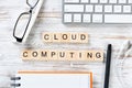 Cloud computing concept with letters on cubes Royalty Free Stock Photo