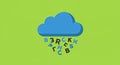 Cloud computing concept with letters on vibrant green background Royalty Free Stock Photo
