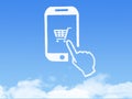 Cloud Computing Concept.mobile phone click shopping cart cloud shape