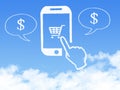 Cloud Computing Concept.mobile phone click shopping cart cloud shape