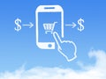 Cloud Computing Concept.mobile phone click shopping cart cloud shape