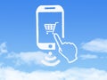 Cloud Computing Concept.mobile phone click shopping cart cloud shape