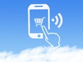 Cloud Computing Concept.mobile phone click shopping cart cloud shape