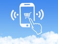 Cloud Computing Concept.mobile phone click shopping cart cloud shape