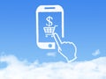 Cloud Computing Concept.mobile phone click shopping cart cloud shape