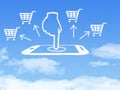 Cloud Computing Concept.mobile phone click shopping cart cloud shape