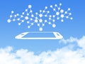 Cloud Computing Concept.mobile phone networking cloud shape