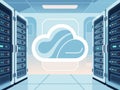 Cloud Computing Concept in Modern Data Center â Server Room Vector Illustration Royalty Free Stock Photo