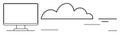 Cloud Computing Concept with Monitor and Cloud Icon in Minimal Line Art Style Royalty Free Stock Photo
