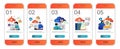 Cloud computing concept onboarding screens for mobile app Royalty Free Stock Photo