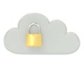 Cloud computing concept with padlock.