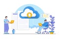 Cloud Computing Concept with Person Accessing Files from the Cloud Royalty Free Stock Photo