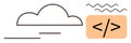 Cloud Computing Concept with Programming Code Tag and Abstract Elements Royalty Free Stock Photo