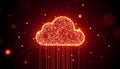 Cloud computing concept with red dots and glowing cloud images Royalty Free Stock Photo