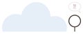 Cloud Computing Concept with Search Icon and Exclamation Speech Bubble Royalty Free Stock Photo