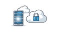 Cloud computing concept with secure data storage and server connection illustration Royalty Free Stock Photo