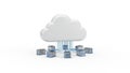 Cloud Computing Concept with Servers Connected to a Central Cloud Icon data storage Royalty Free Stock Photo