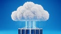 Cloud computing concept with servers connected to a digital cloud Royalty Free Stock Photo