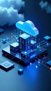 Cloud Computing Concept with Servers and Data Transfer Visualization Royalty Free Stock Photo