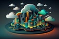 Cloud computing concept. Smart city wireless internet, isometric.