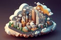 Cloud computing concept. Smart city wireless internet, isometric.