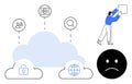 Cloud Computing Security Concept with Data Icons, User Avatars, and Privacy Illustrations Royalty Free Stock Photo