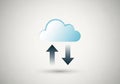 Cloud computing concept with a stylized blue cloud graphic and Royalty Free Stock Photo