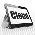 Cloud computing concept: Tablet Computer with Cloud on display Royalty Free Stock Photo